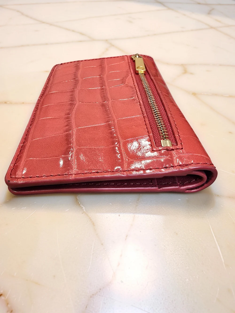 Tory Burch Red Emerson Leather Croc-Embossed Backpack & Wallet Set